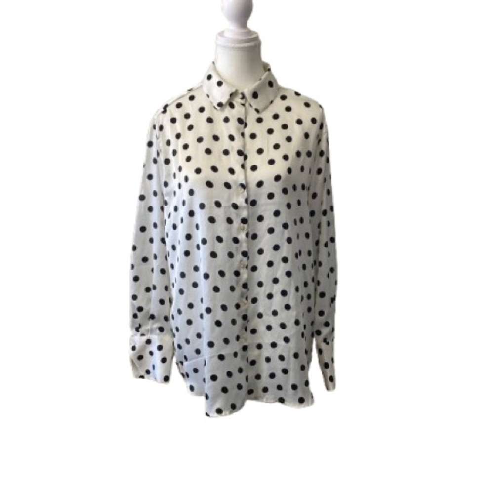 Have Monochrome Polka Dot Button Down Shirt